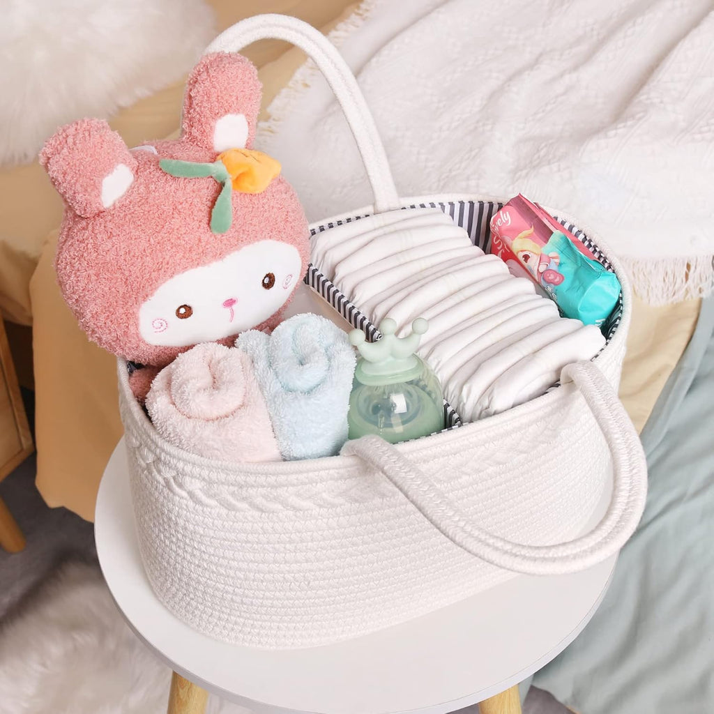 ABenkle Baby Diaper Caddy - Stylish Nursery Storage Bin & Car Organizer for Diapers & Wipes