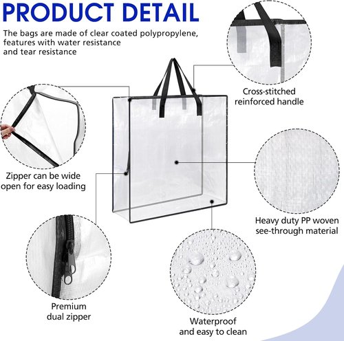 Clear Wreath Storage Bags by [Brand Name] - 26 Inch Heavy-Duty Plastic Tote with Handle & Zipper