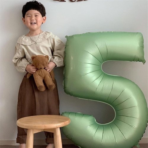 Helium Foil Number 5 Balloon by [Brand Name] - 40" Sage Green Giant Balloon for Birthday & Anniversary Celebrations