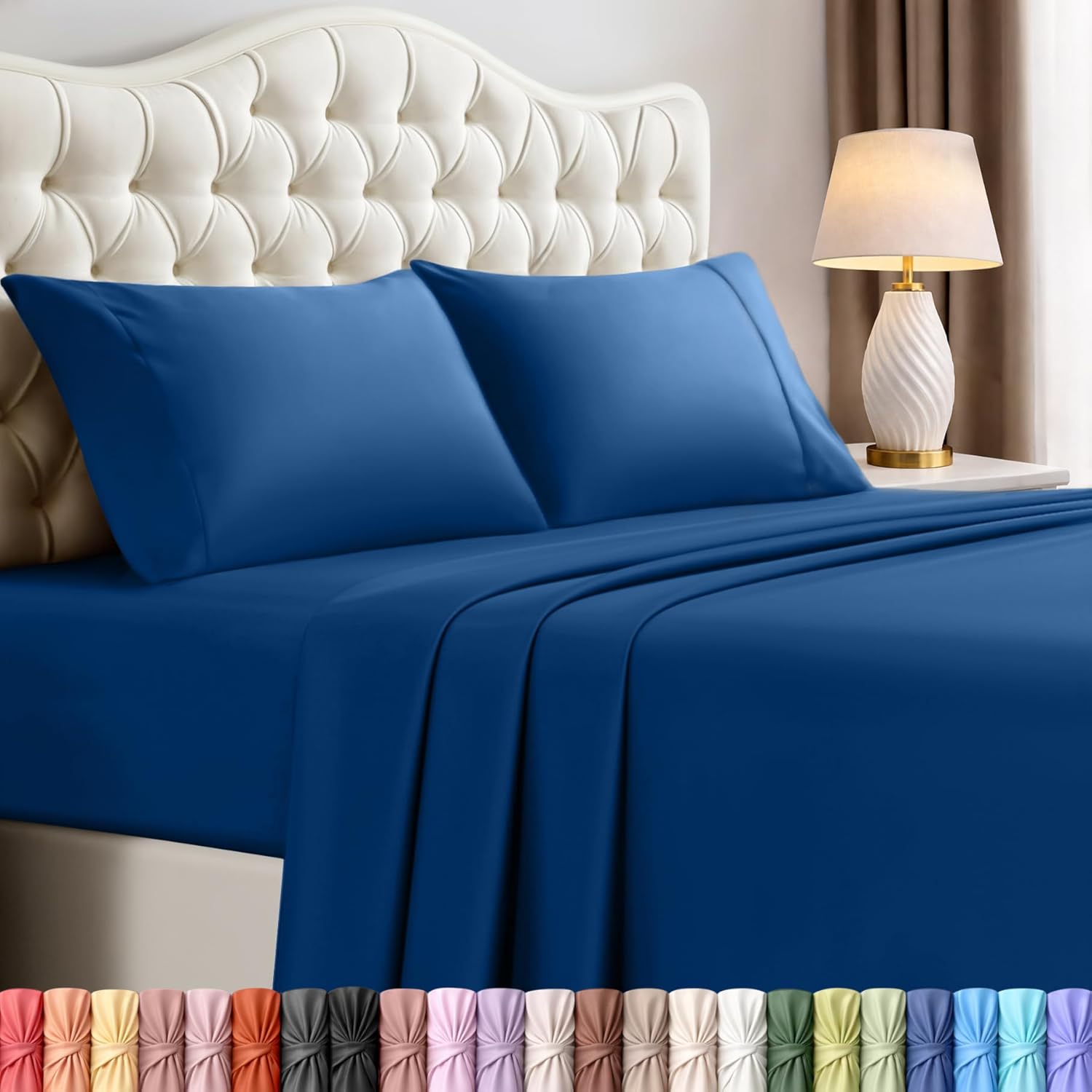 Utopia Bedding King Size Sheet Set - Soft, Breathable Microfiber | 4-Piece in Dusk Blue, Oeko-Tex Certified