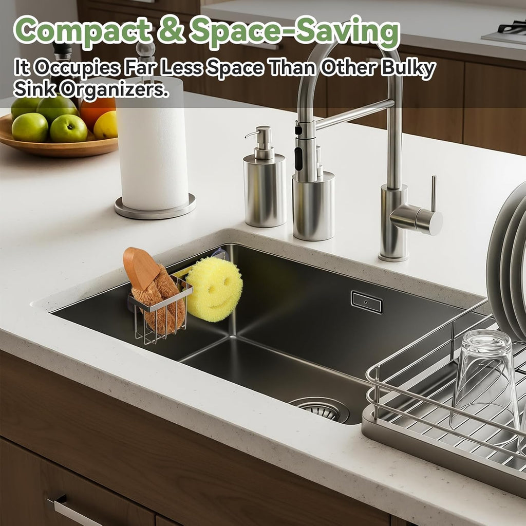 Scrub Daddy Sponge Holder - Rust-Proof Kitchen Sink Organizer with 2 Mounting Options | Space-Saving Design