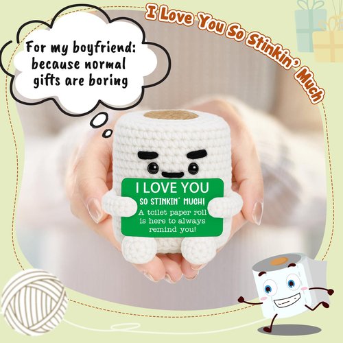Anniversary I Love You Gifts for Him Her Valentines Wife Girlfriend Boyfriend Husband Gag Birthday Gifts for Men Women, Funny Christmas Easter Fathers Day Handmade Crochet Couples Gift for Fiance