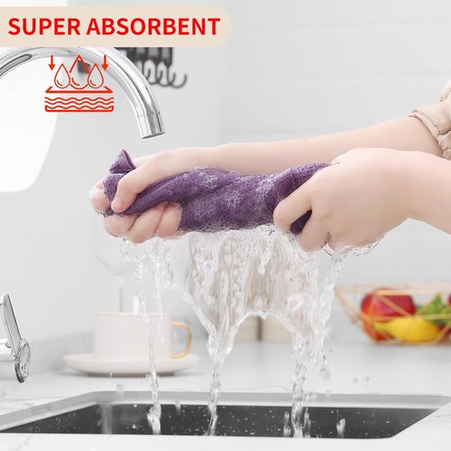 Homaxy Kitchen Dish Towels - Ultra Soft 100% Cotton Waffle Weave | Quick Drying, 13 x 28 Inches, 4-Pack, Lavender