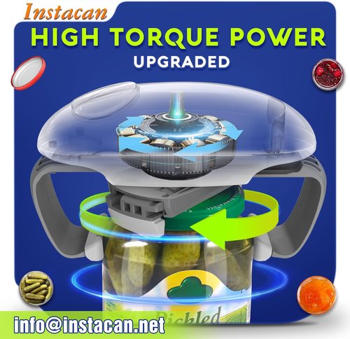 INSTACAN Electric Jar Opener - Higher Torque, One-Touch Operation for Easy Lid Removal | Ideal for Seniors & Arthritic Hands (White)