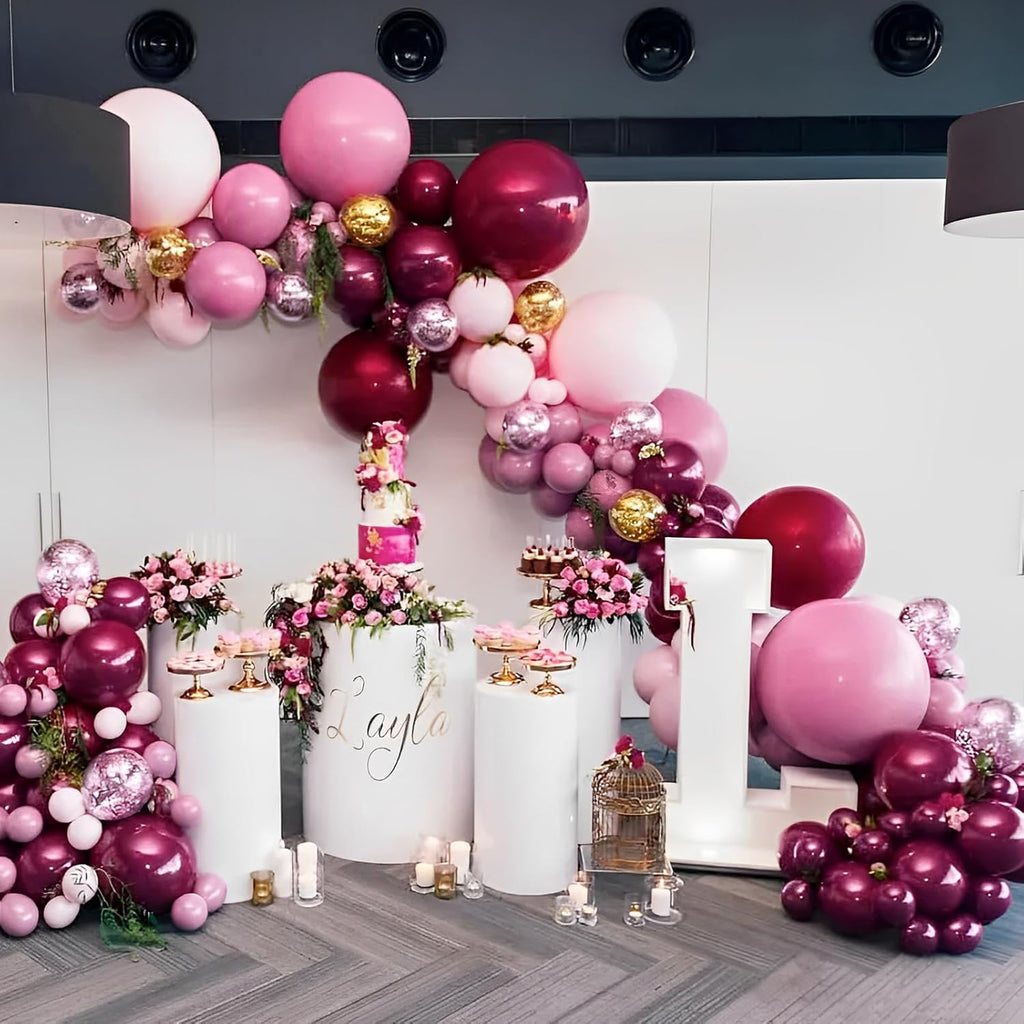 Voircoloria Burgundy Balloon Garland Kit - 90 Pack in 18/12/10/5 Inch Sizes for Weddings, Graduations & Fall Parties