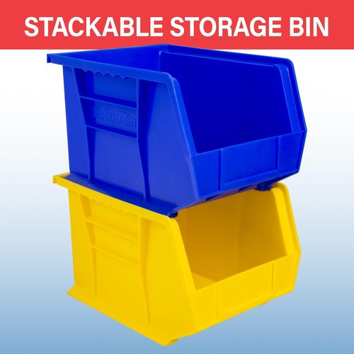 Akro-Mils Plastic Storage Bins - Space-Saving Stackable Organizers for Garage & Pantry | 11" x 8" x 7", Stone, 6-Pack