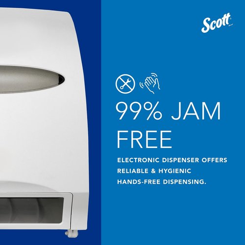 Scott Essential Electronic Towel Dispenser (48858), Fast Change, White with Purple Core