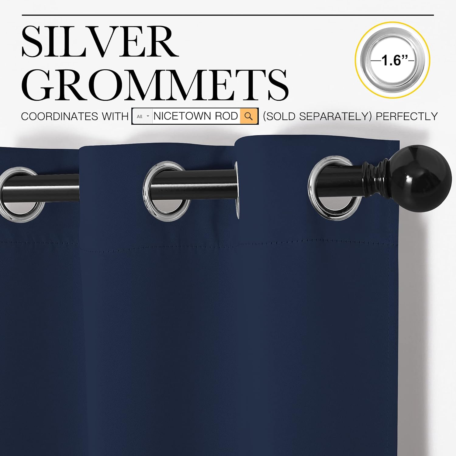 NICETOWN Blackout Curtains - All Season Thermal Insulated Grommet Drapes for Kids' Room | Navy, 29 x 45 Inch