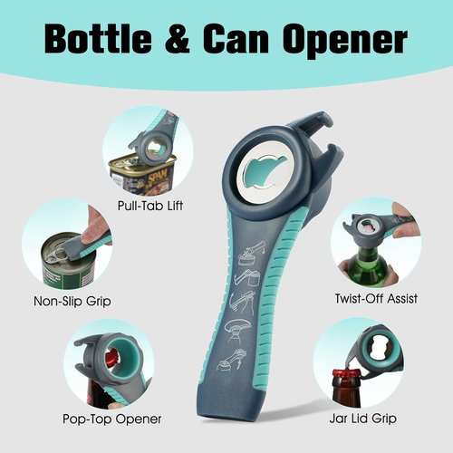 Jar Opener by [Brand Name] - 5-in-1 Multi-Function Can Opener with Ergonomic Non-Slip Handle | Ideal Kitchen Tool for Seniors and Arthritis Relief - Blue