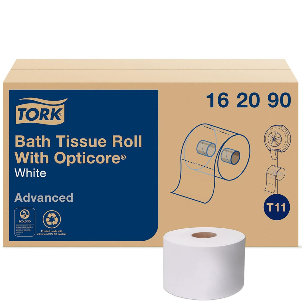 Tork OptiCore Toilet Paper Rolls - Advanced 2-Ply White, Mid-Size, 36 Rolls | 865 Sheets Each