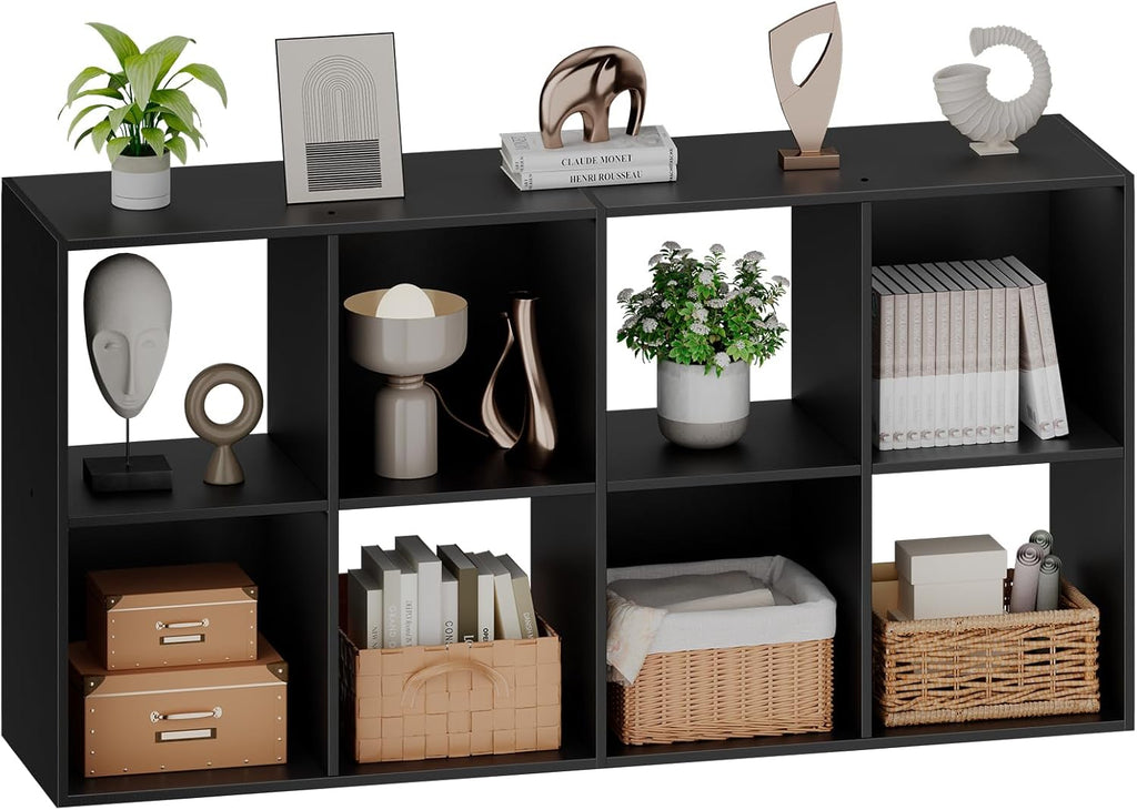 Sweetcrispy 8 Cube Storage Organizer - Versatile Open Cube Bookshelf with Removable Back Panels | 47.7" L × 11.6" W × 24" H, Black