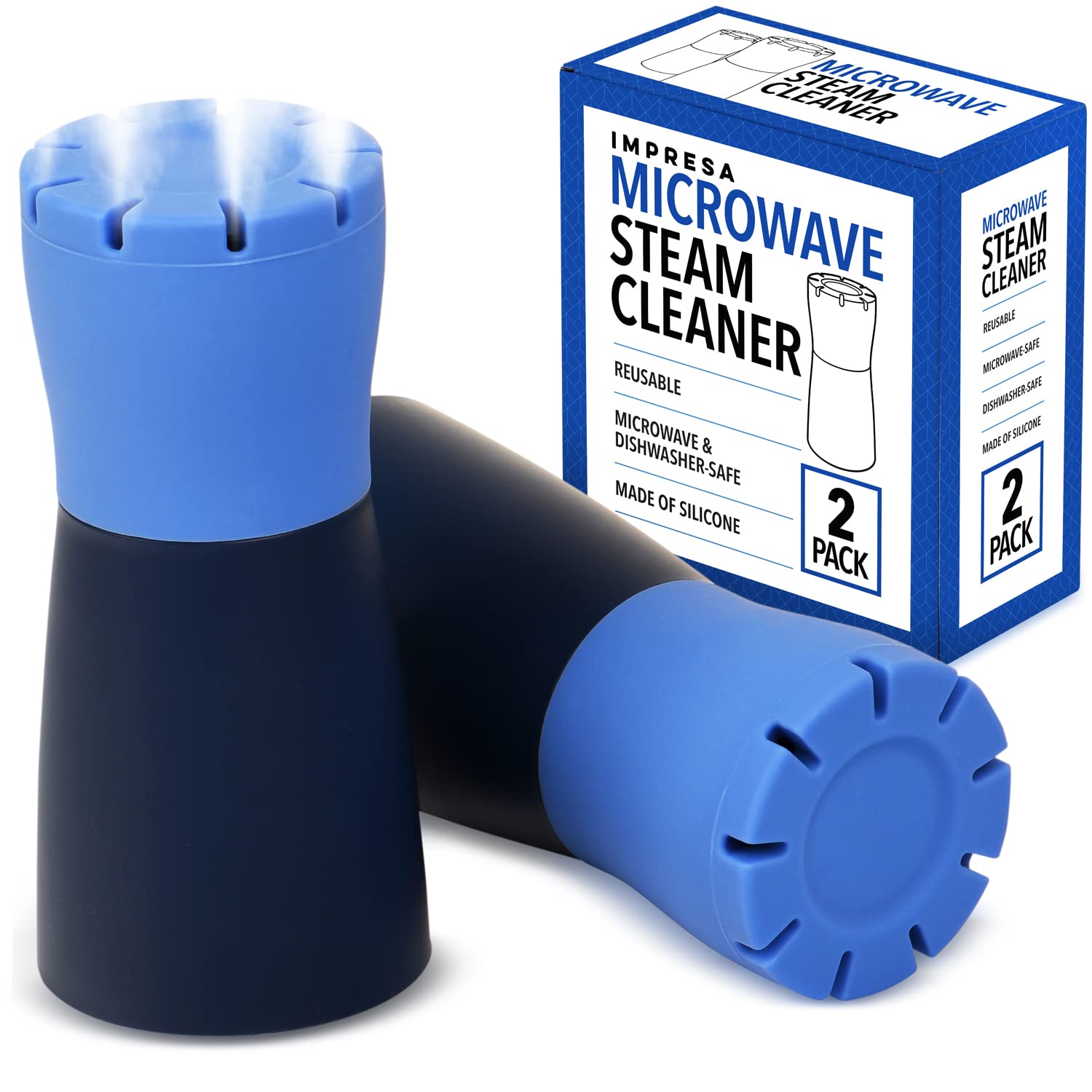 IMPRESA 2 Pack Blue Microwave Steam Cleaner for Quick and Effortless Cleaning - Microwave Cleaning Device with Vinegar and Water for Grime and Odor Removal