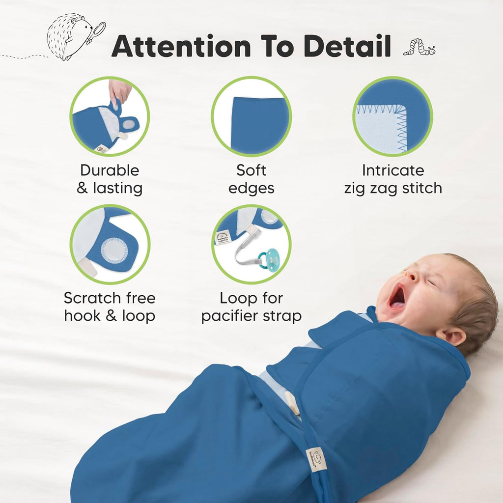 Skiennix Organic Baby Swaddle Sleep Sacks - Soft & Snug for Newborns 0-3 Months | 3-Pack in Frost