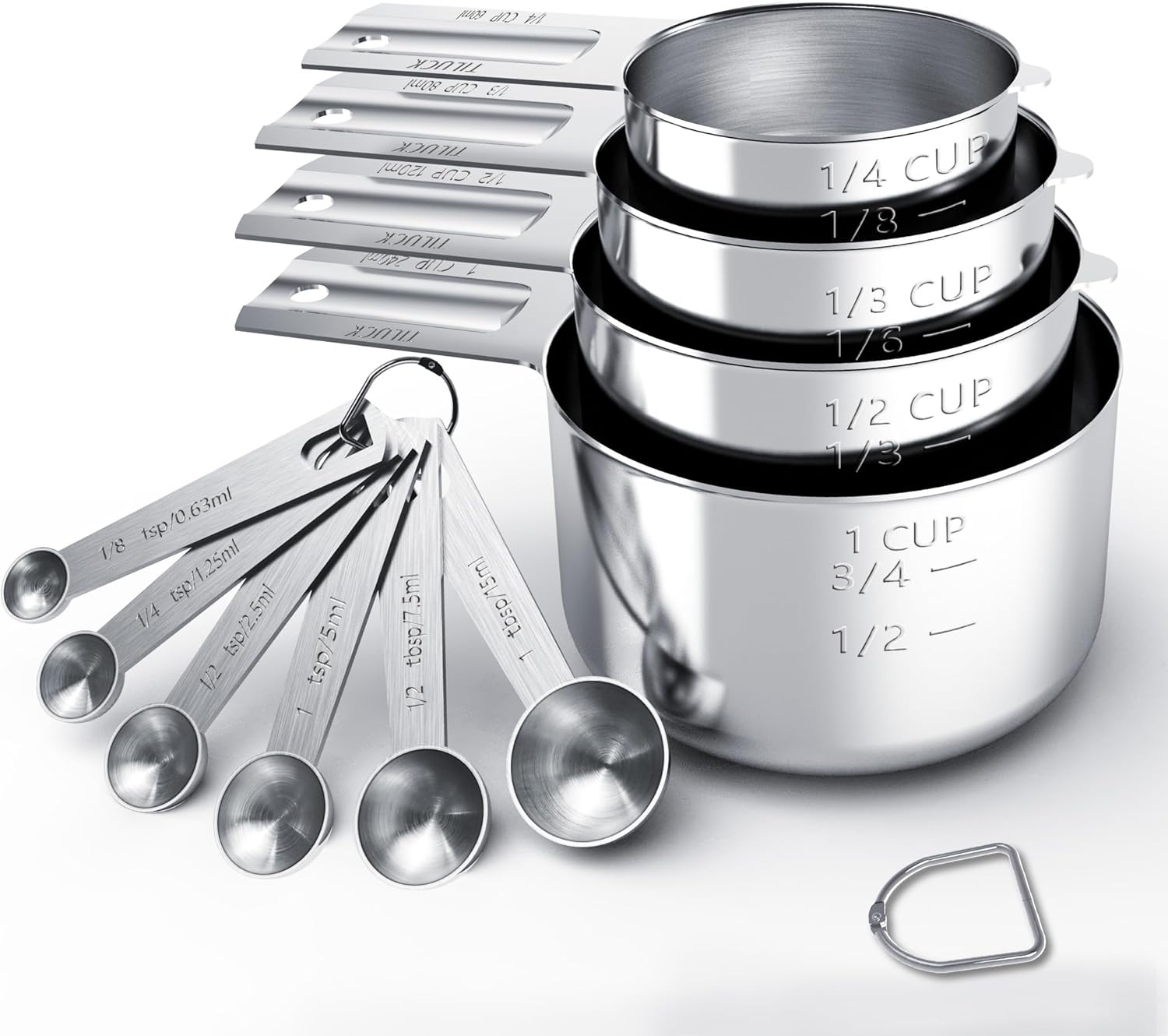 TILUCK Stainless Steel Measuring Cups & Spoons Set - Essential Kitchen Gadgets for Cooking & Baking (10 Pieces)