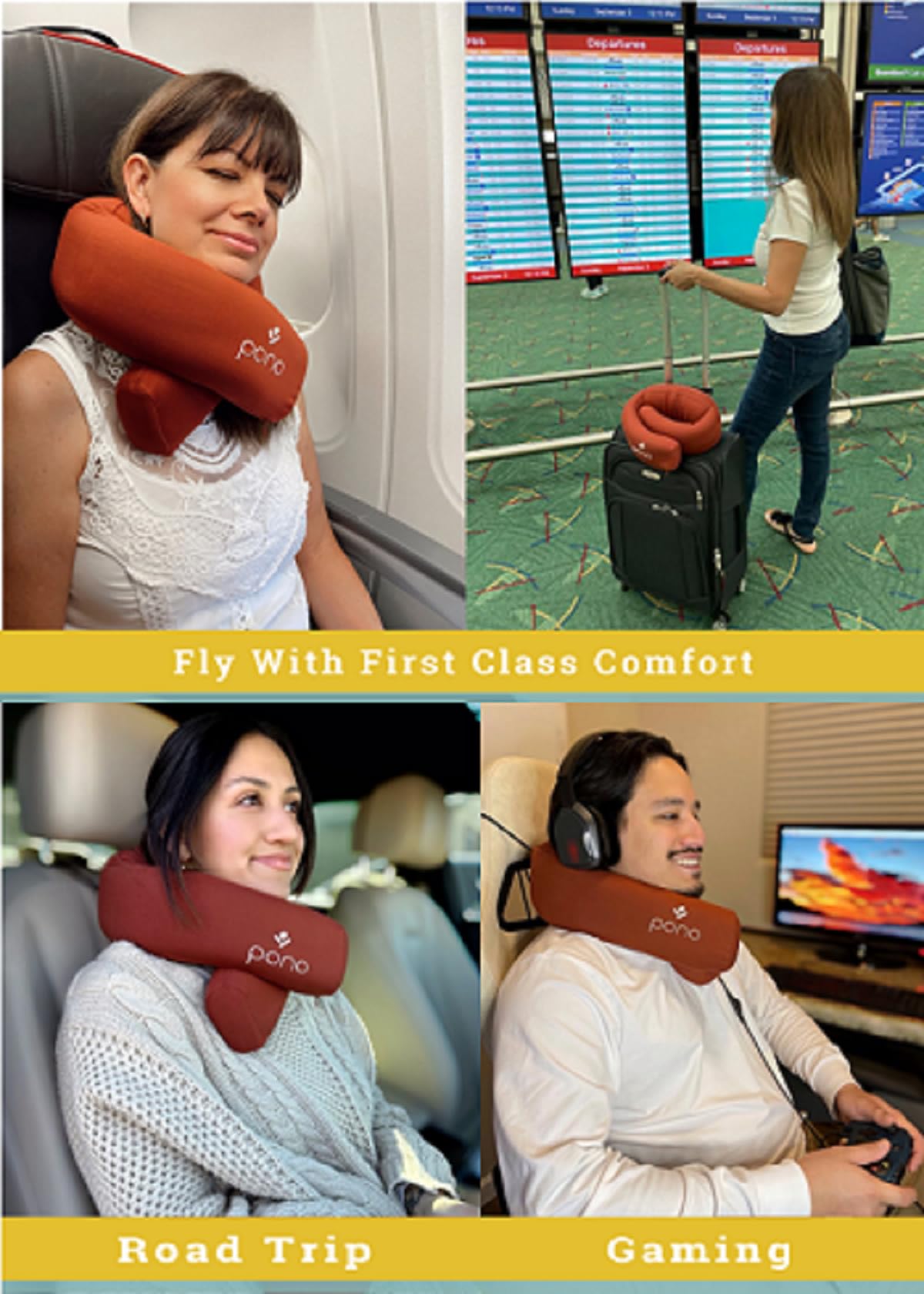 Pono Neck Cradle Travel Pillow (Patented): Memory Foam, Ergonomic 360° Adjustable Support, Prevents Head Nods. Infinity Shape Fits All Adults. Foldable Design for Easy Portability (Ocean Mist)