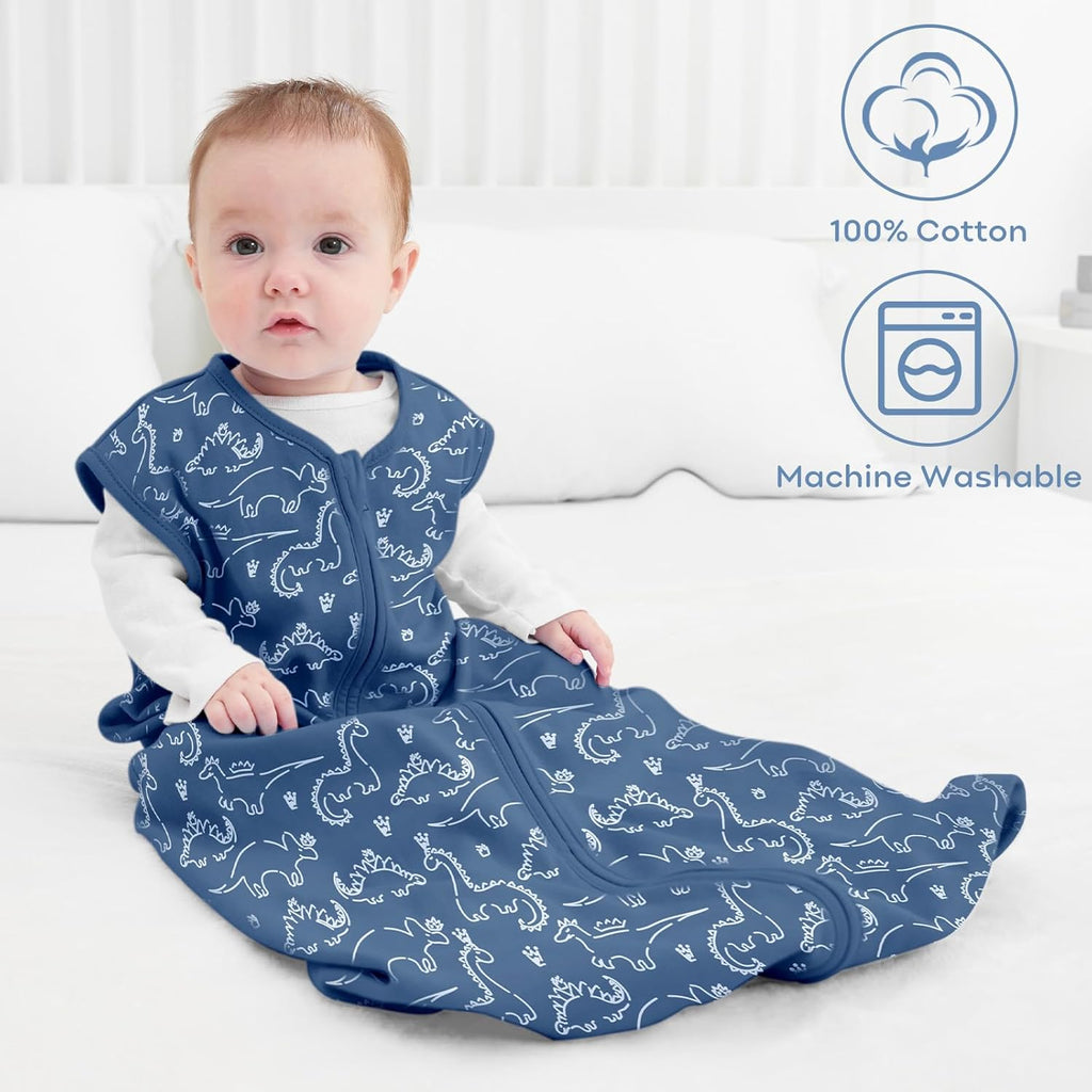 Yoofoss Baby Sleep Sack - 100% Organic Cotton Wearable Blanket | Lightweight 2-Way Zipper for 6-12 Months