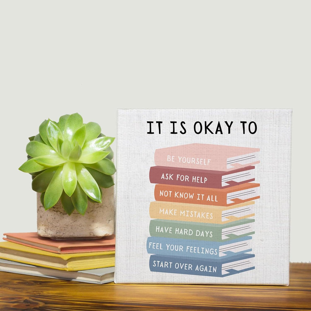 Skiennix Decorative Canvas Wall Art - Positive Affirmations Framed Prints for Home | 11.8x11.8 IN