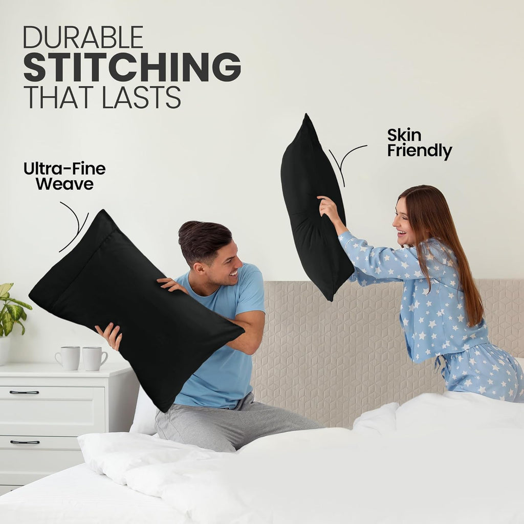 Utopia Bedding Standard Pillow Cases - Soft Brushed Microfiber - 2 Pack, Black | 20 x 26 Inches