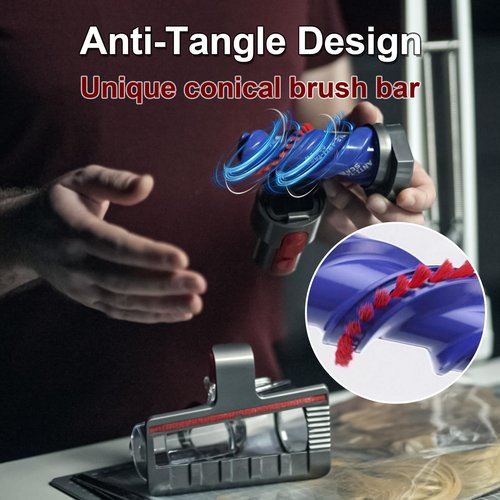 Bolan-Tech Mini Motorized Tool Brush Head for Dyson V7 V8 V10 V11 V15 Vacuum Cleaner Anti-Tangle Screw Tool Motorhead Attachment Head Replacement Parts for Long and Pet Hair