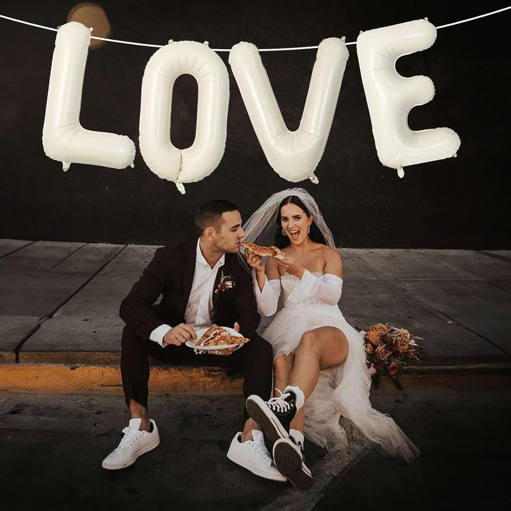 Skiennix 40 Inch Cream White Sand Love Balloons - Elegant Ivory Alphabet Decor for Weddings & Anniversaries