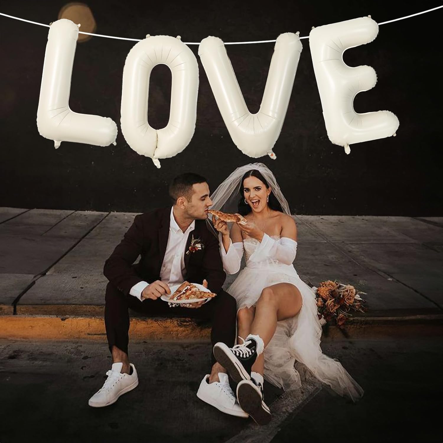Skiennix 40 Inch Cream White Sand Love Balloons - Elegant Ivory Alphabet Decor for Weddings & Anniversaries