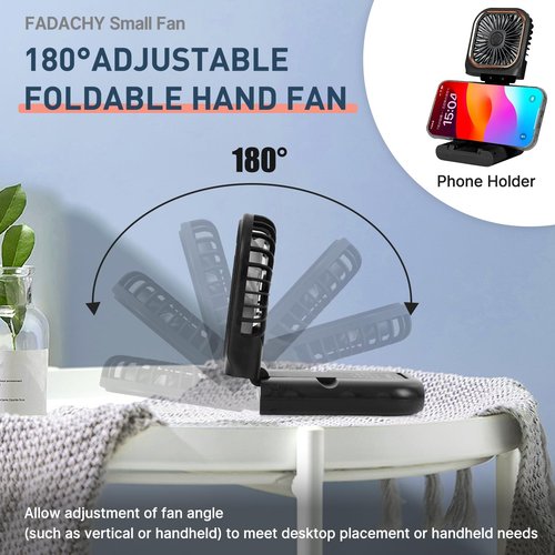 FADACHY Portable Fan,handheld Fan,Mini Fan,Rechargeable Personal Fan, 3000mAh Battery Operated Cooling 3 in 1 Electric Fan for Travel Camping