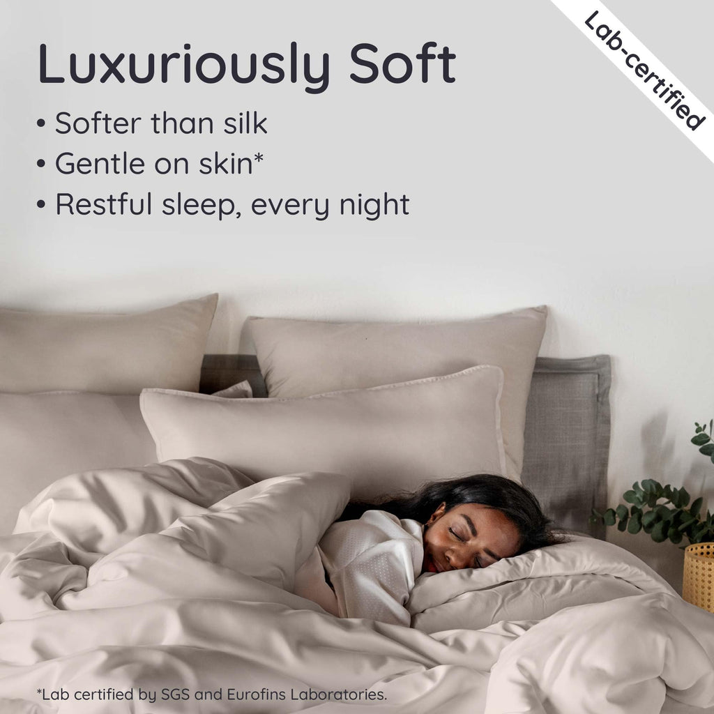 Bambaw 100% Viscose Derived from Bamboo Duvet Cover King Size – 3 Piece Duvet Cover Cooling King Size, Extra Soft & Breathable, Includes 2 King Pillow Shams, No Comforter (Sand)
