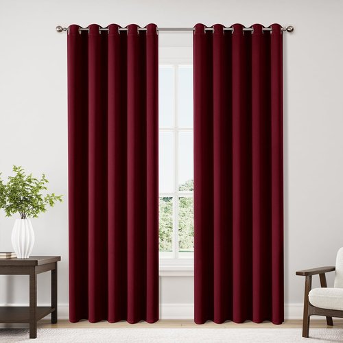 ChrisDowa Burgundy Curtains - 70-Inch Wide Thermal Insulated Room Darkening Panels | 2-Panel Set
