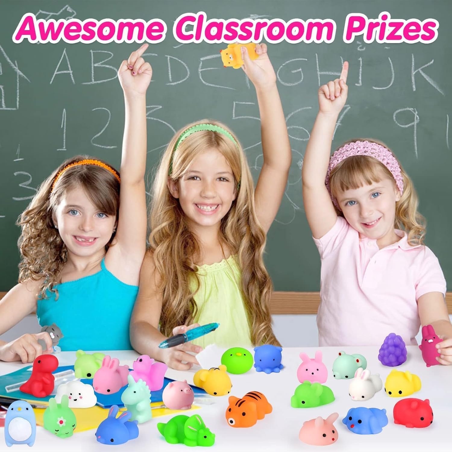 Skiennix 130pcs Kawaii Squishy Toys - Fun Fidget Treasure Box for Classroom Prizes & Gifts