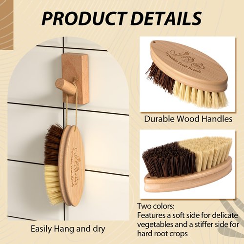 Honeydak 1 Pcs Hard and Soft Side Vegetable Brush Scrubber, Wash Brushes Potato Cleaning Brush for Food Carrot Cucumber Wash Cleaner