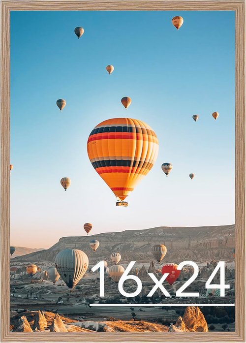 JCJMY 16x24 Picture Frame - Rustic Brown Wall Gallery Frame for Photos & Canvas in Horizontal/Vertical Formats