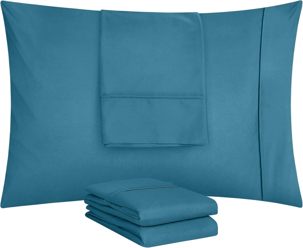 Utopia Bedding King Pillow Cases - 4 Pack - Soft Brushed Microfiber - Fade Resistant 20 X 40 Inches | Denim Blue