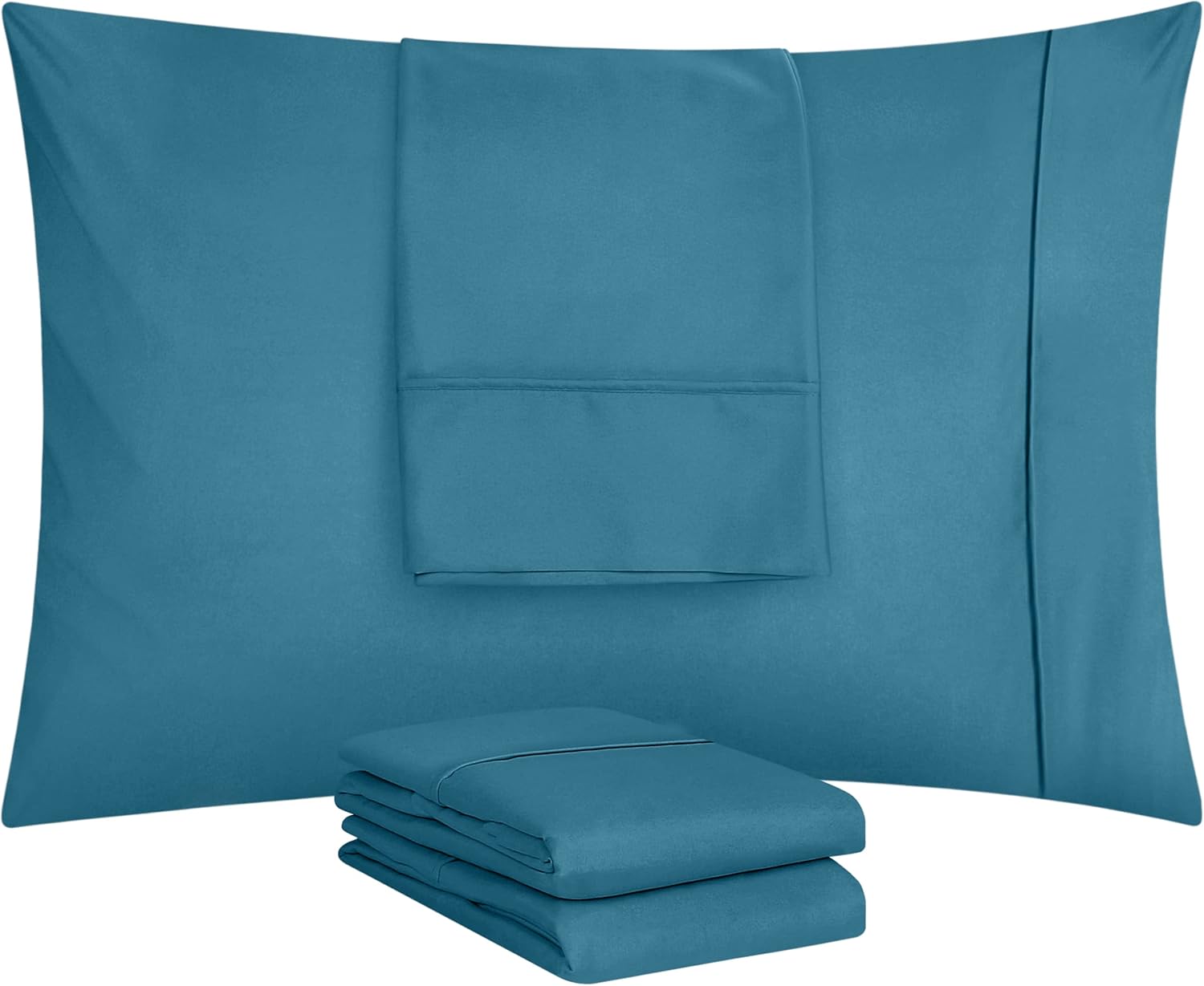 Utopia Bedding King Pillow Cases - 4 Pack - Soft Brushed Microfiber - Fade Resistant 20 X 40 Inches | Denim Blue