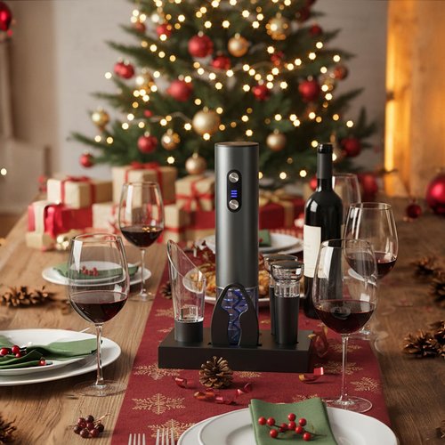 Newise Rechargeable Electric Wine Opener Gift Set: Wine Opener, Aerator, Vacuum Stoppers & Foil Cutter - Wine Lovers Gifts for Women Men, Mom