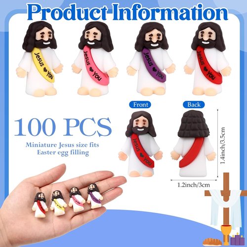 Bememo 100 Pcs Jesus Figures - Original Rubber Pocket Toys for Sunday School & Religious Gifts | Bright Colors