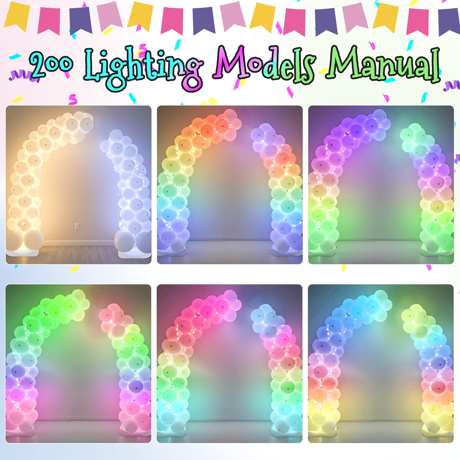 AerWo Lighted Balloon Arch Kit 8.2FT & 6FT, Free Bending Top Half Balloon Arch Stand with Base, Floor Frame for Wedding Birthday Party Baby Shower Yard Lawn Home Christmas Decorations