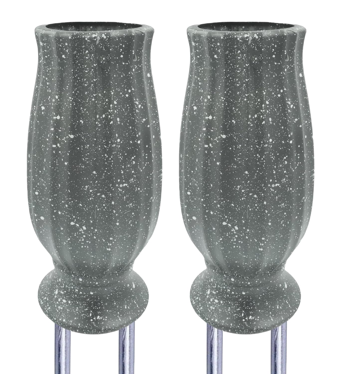 2PCS Cemetery Vases for Grave-Durable Plastic Grave Vases Flower Holder with Metal Spikes Bow Decor for Cemetery Headstones, Outdoor Grave Decorations for Memorial Gifts for Loss of Loved One - Grey