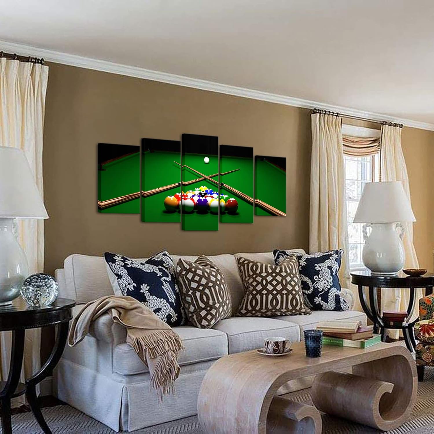 YeiLnm Billiards Ball Wall Art - 5-Piece Sports Poster Set for Pool Game Room Decor