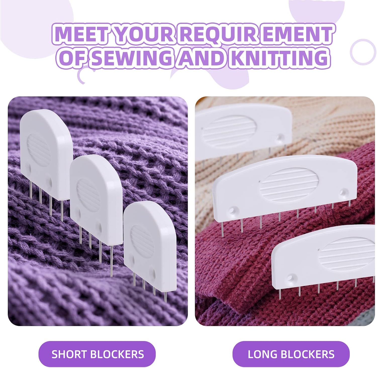 Skiennix Knit Blockers & Pins Kit - 20Pcs for Perfectly Blocking Knitting, Crochet & Lace Projects