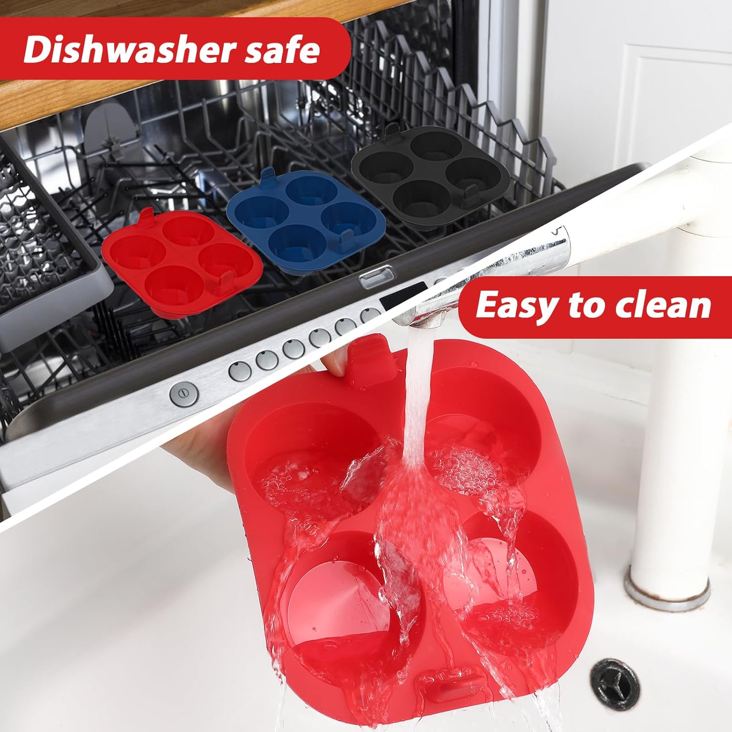 Webake Silicone Air Fryer Muffin Pan - 3PCS Nonstick BPA-Free Egg Bites Mold | 4 Cavity Design
