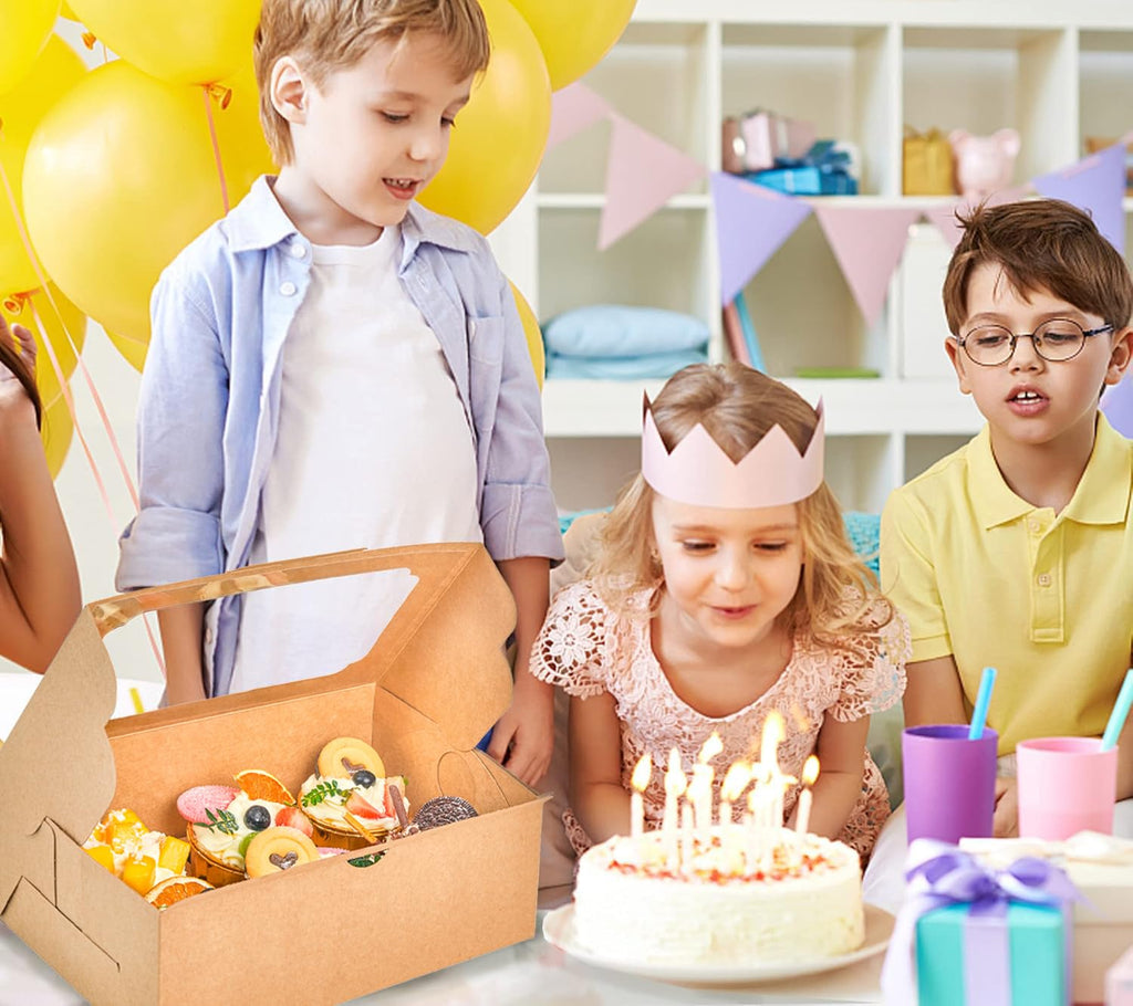 UnicoPak 5 Pack 10x6.8x4 Inch Tall White Cupcake Boxes with Handle Tray, Large Cupcake Boxes 6 Count Muffin Boxes for Standard or High Creams Jumbo Cupcakes