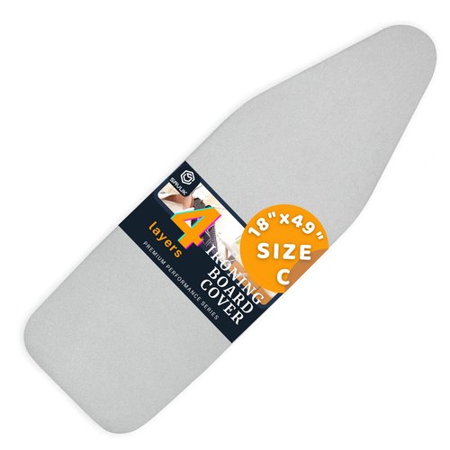 SAVUK Ironing Board Cover and Pad Standard Size 18x49 inch,Large Extra Wide, Adjustable Elastic Edge Fit, Extra Thick, Heat Reflective, Non Stick Scorch and Stain Resistant (18" X 49", Silver)