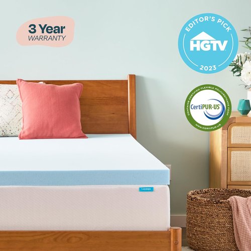 Linenspa Memory Foam Mattress Topper - 3 Inch Gel-Infused Twin XL - Plush, Cooling & Pressure Relieving