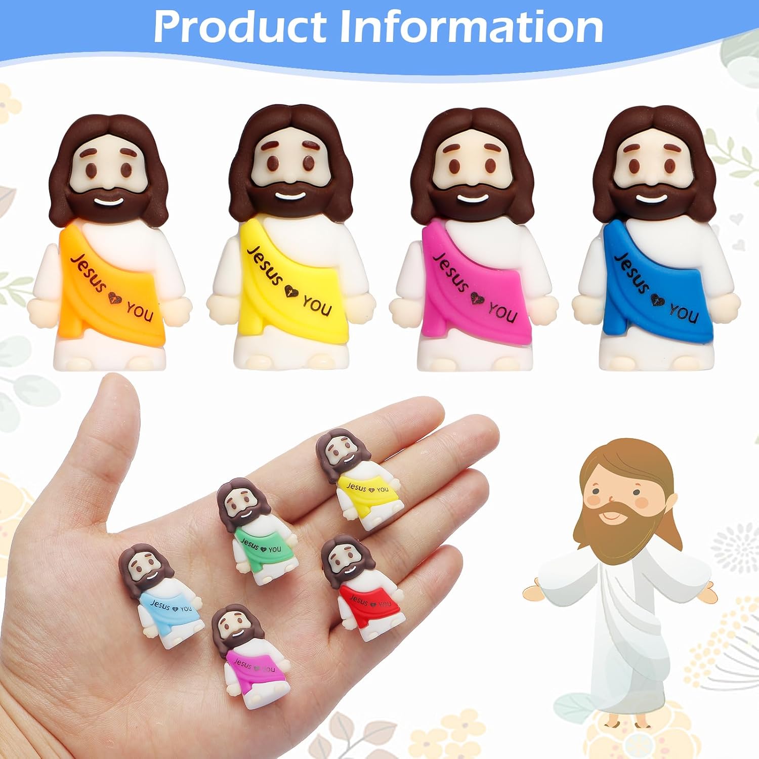 Skiennix 80PCS Mini Jesus Figurines - Colorful Tiny Religious Gifts for Easter Egg Stuffers