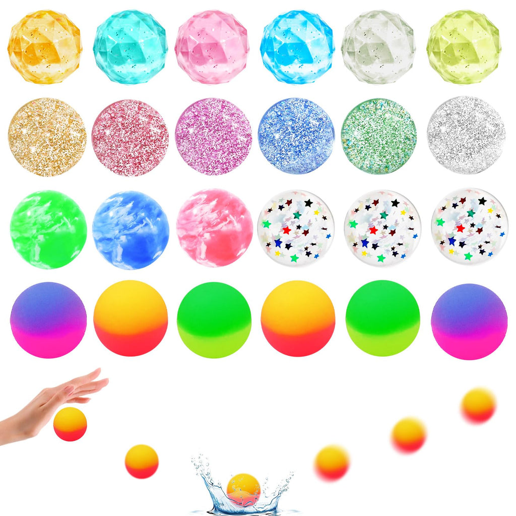 QYESQ Valentines Gifts for Kids - Valentines Day Cards for Kids School, 24 Pack Bouncy Balls, Fidget Toys Bulk, Valentine Exchange Party Favors Boys Girls Class Classroom Prize