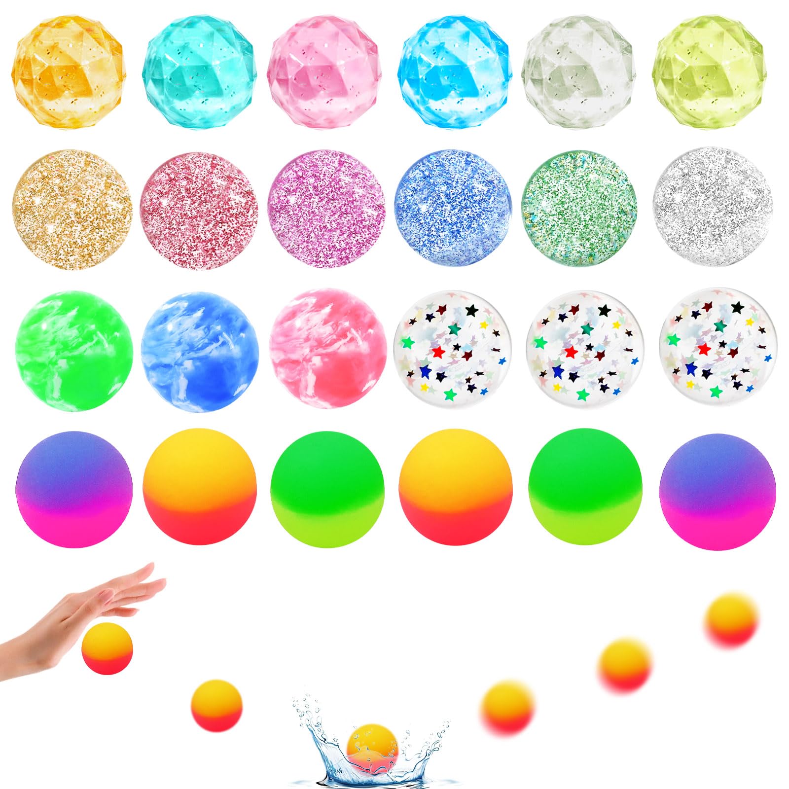 QYESQ Valentines Gifts for Kids - Valentines Day Cards for Kids School, 24 Pack Bouncy Balls, Fidget Toys Bulk, Valentine Exchange Party Favors Boys Girls Class Classroom Prize