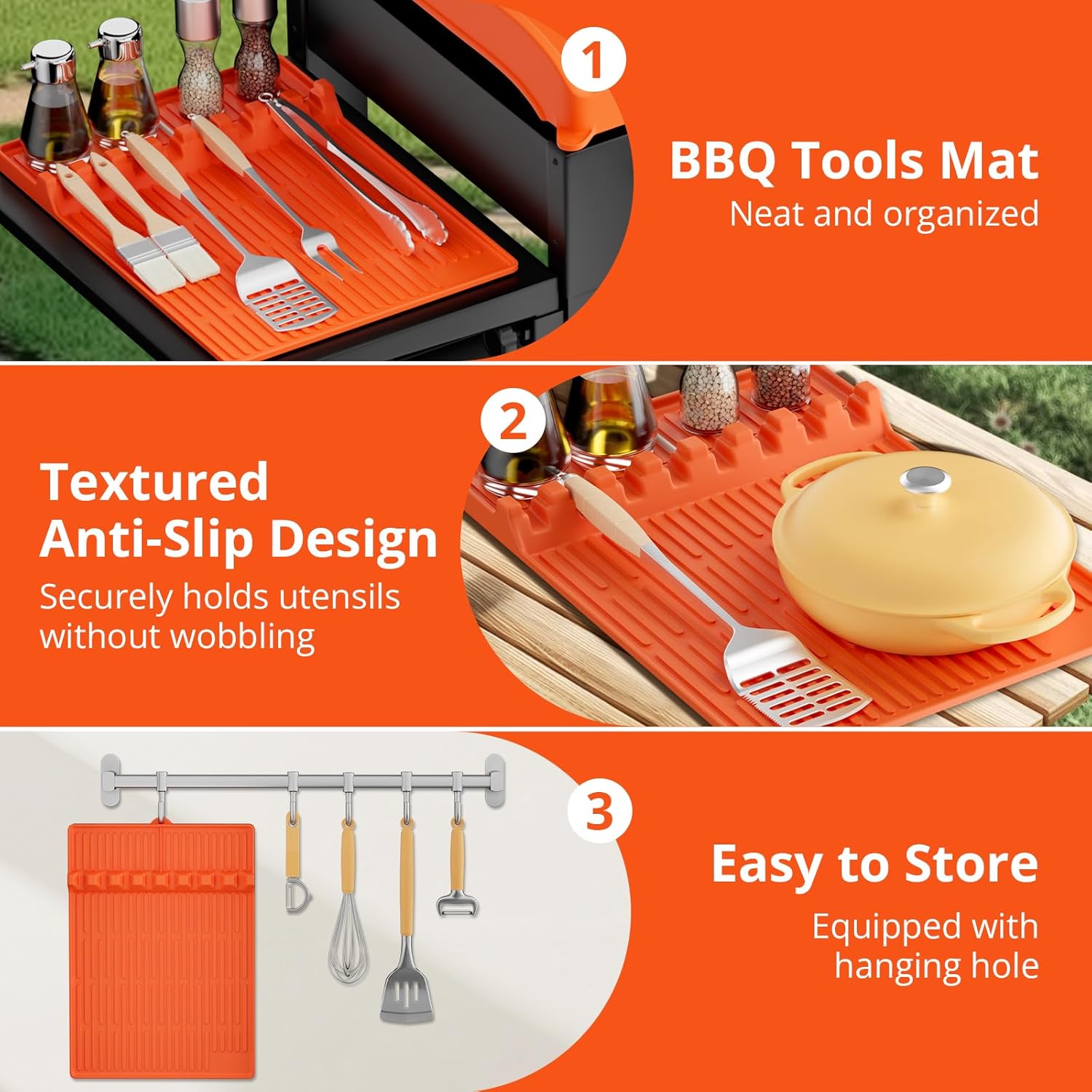 Blackstone Silicone Griddle Cover - 36" Premium Food-Grade BBQ Mat with 16" Spatula & Drip Pad