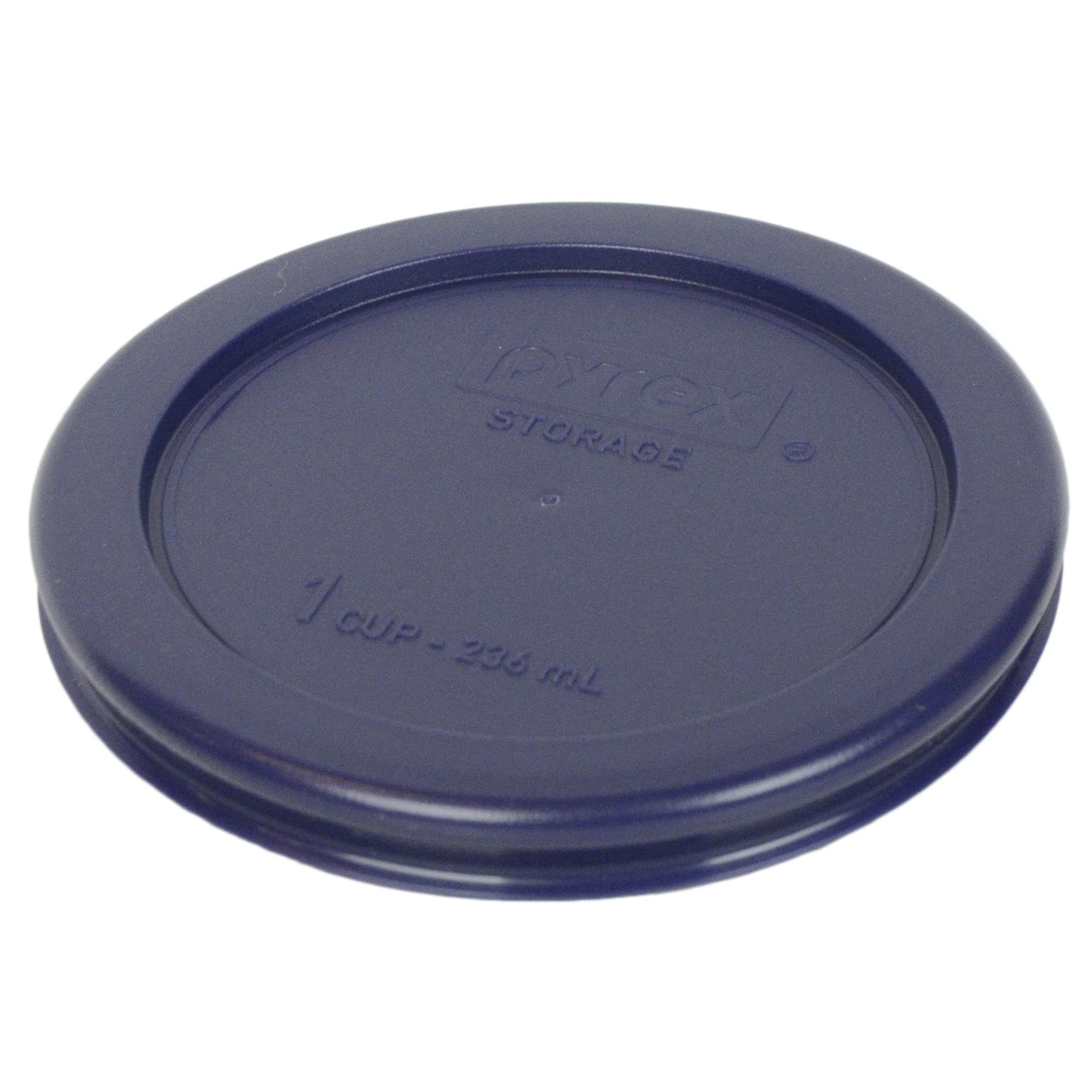 Pyrex 7202 1-Cup Glass Bowl & 7202-PC Dark Blue Lid (4-Pack) - Made in USA