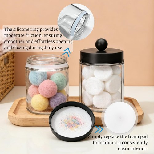 Accguan Apothecary Jars - Glass Storage Canisters with Stainless Steel Lids | 6-Piece Bathroom Organizer Set