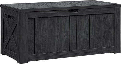 Flamaker 120 Gallon Resin Deck Box - Waterproof Outdoor Storage for Patio, Garden & Pool (Black)